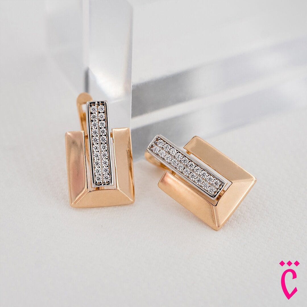 Золотые серьги с фианитом (арт. 01-217433)