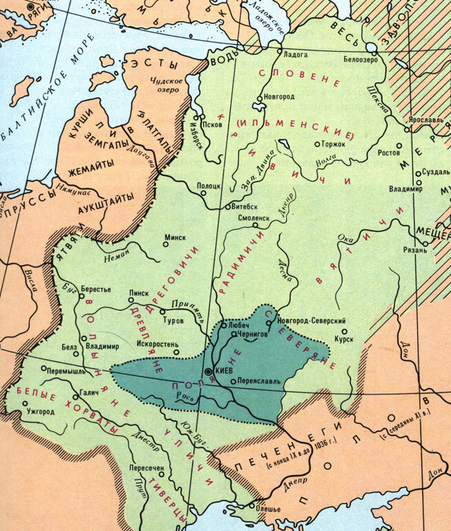 Карта киевской руси племена