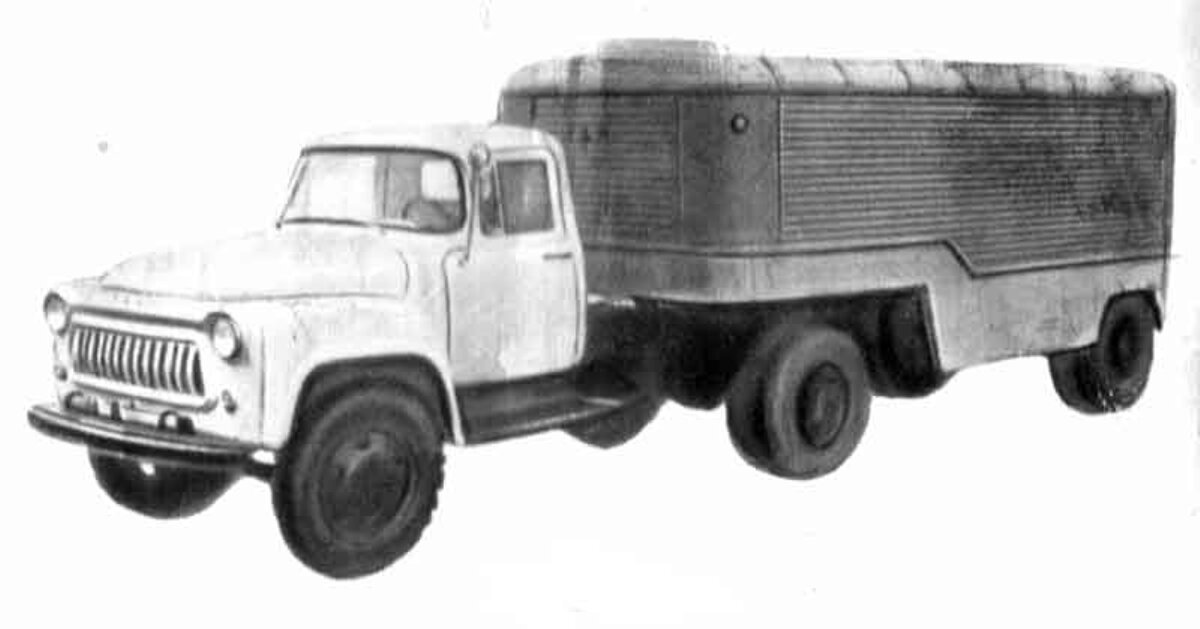 Тягач ГАЗ-52П 1959 года с изотермическим полуприцепом. Источник: http://russoauto.ru/auto/gaz/gaz-52 