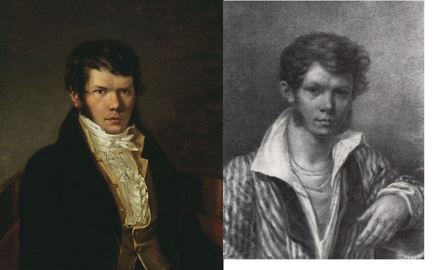 Вяземский на портретах 1817 и 1821 года. Как видим, без очков