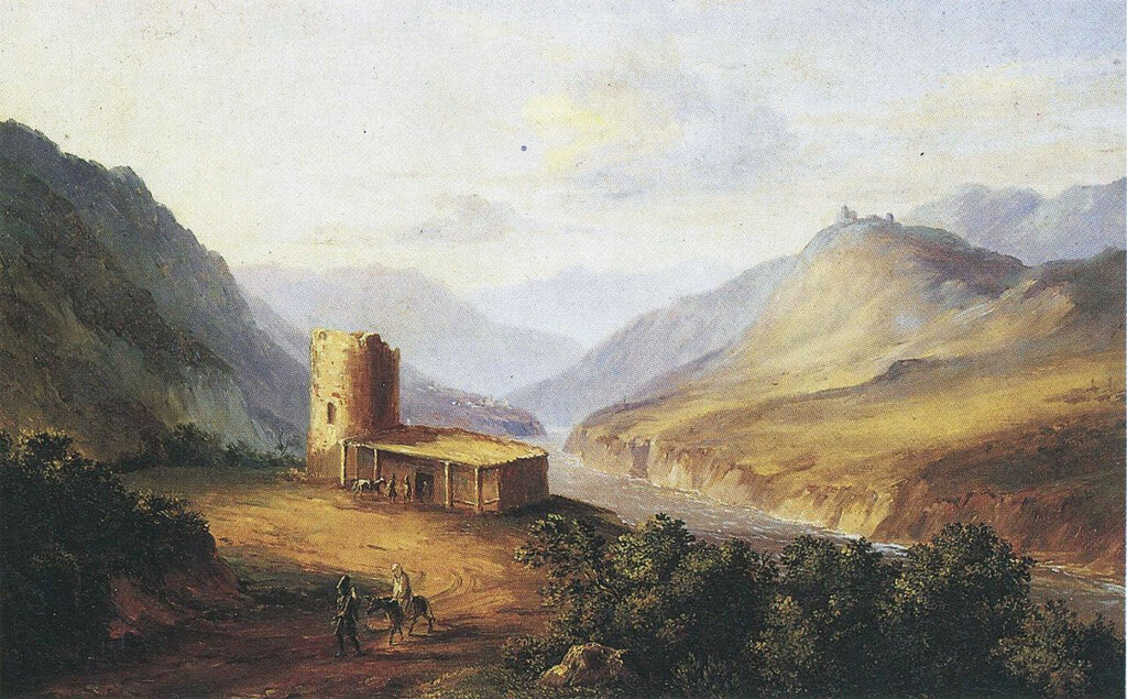 Военно-Грузинская дорога близ Мцхеты (Кавказский вид с саклей), 1837 год