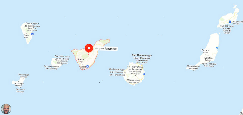 Расположение островов Тенерифе на карте мира