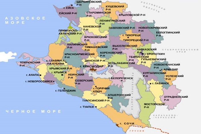 Краснодарский край р. Карта Краснодарского края с районами. Политическая карта Краснодарского края. Карта Краснодарского края с районами и станицами. Карта Краснодарского края подробная с городами.
