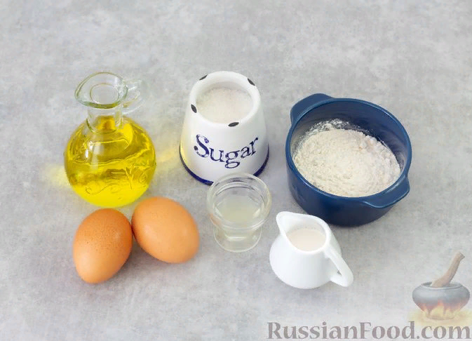 Подготовьте ингредиенты. Смешайте пшеничную муку и разрыхлитель.
