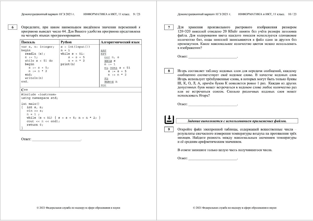 Самостоятельная по информатике 11 класс. Демонстративный вариант ЕГЭ русский 24 год экология