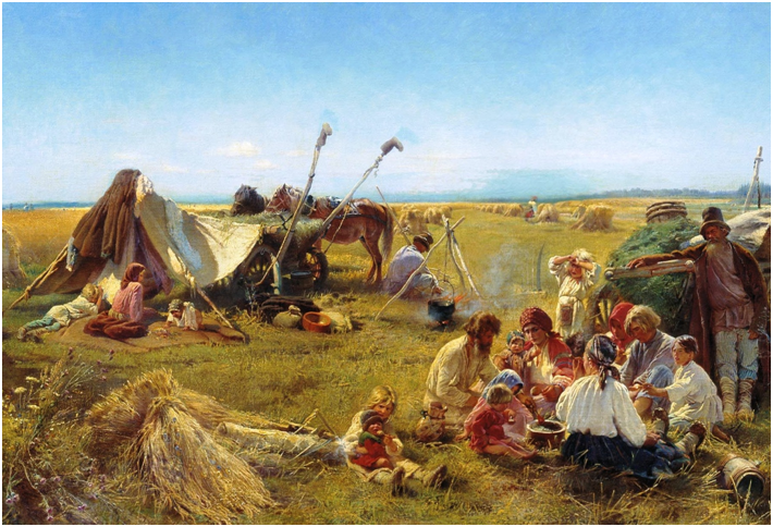 Маковский К.Е. Крестьянский обед в поле. Источник: zygar.ru
