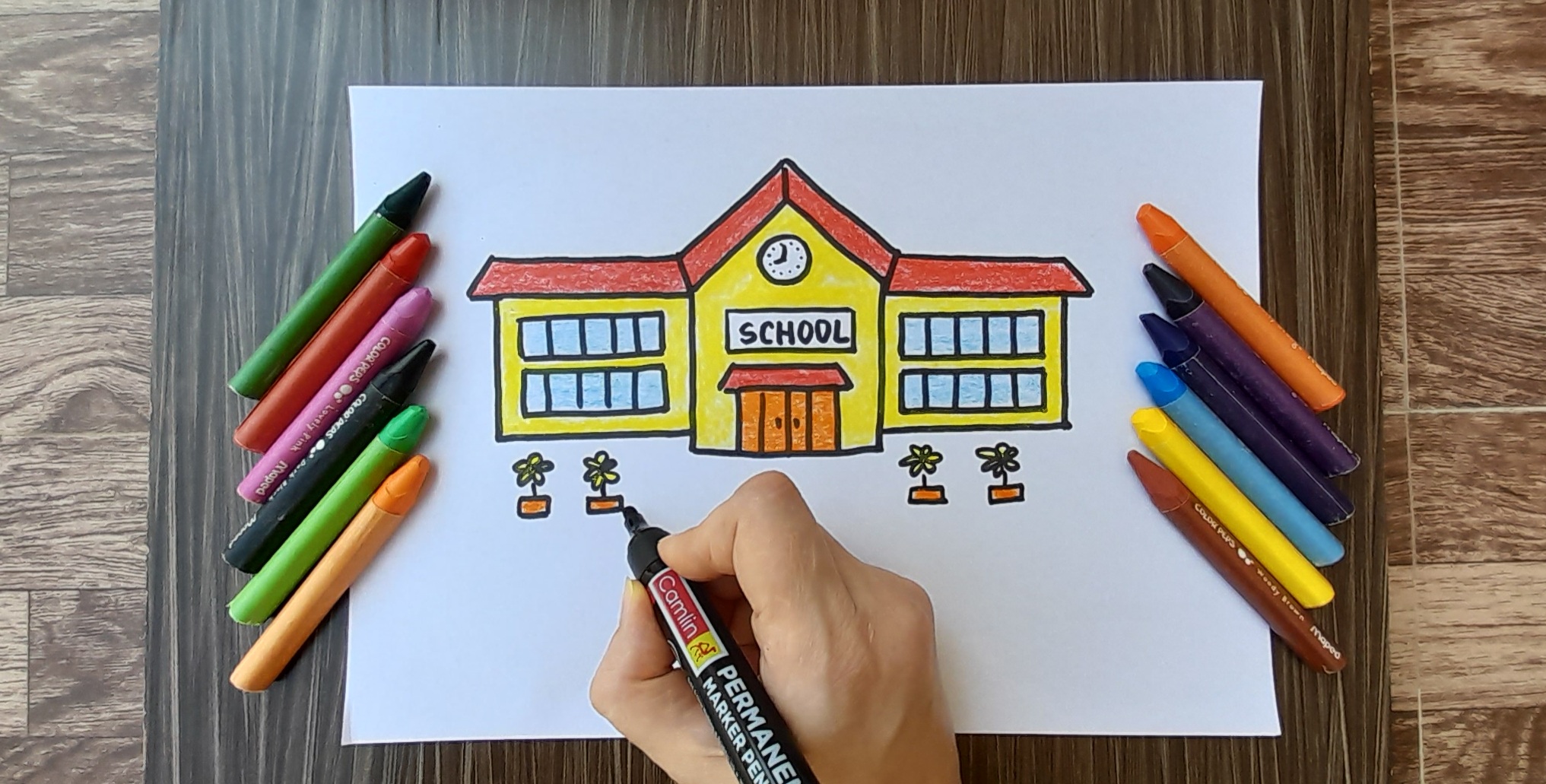 КАК НАРИСОВАТЬ ШКОЛУ | HOW TO DRAW A SCHOOL | ШКОЛА РИСУНОК | ЛЕГКО И  БЫСТРО НАРИСОВАТЬ ДОМ | КАК НАРИСОВАТЬ ЗДАНИЕ