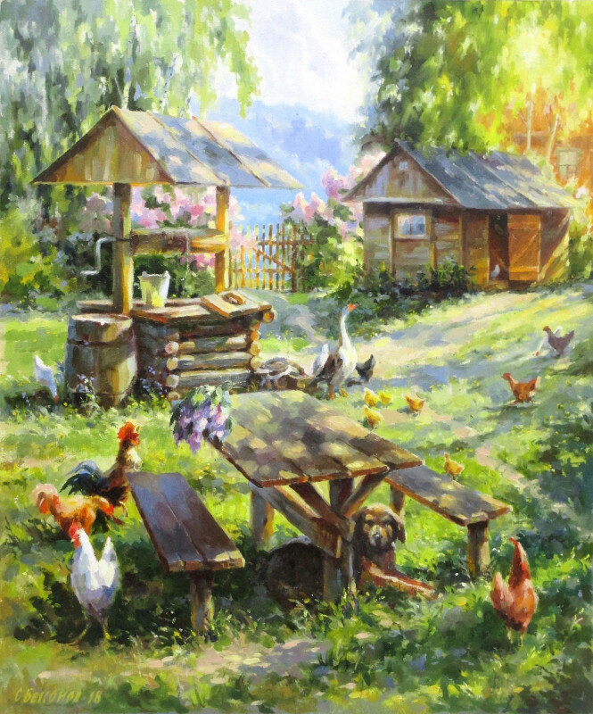 Рисунок на тему лето в деревне