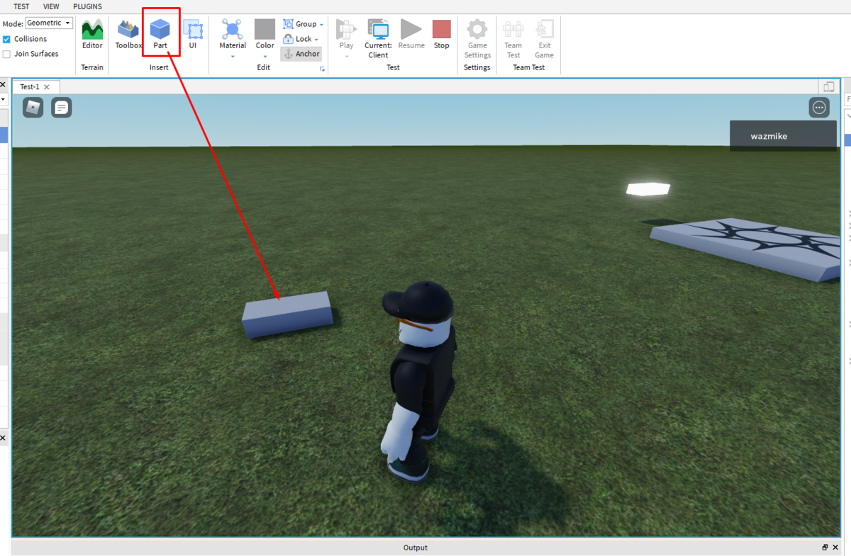 Добавляем в уровень обычный Part