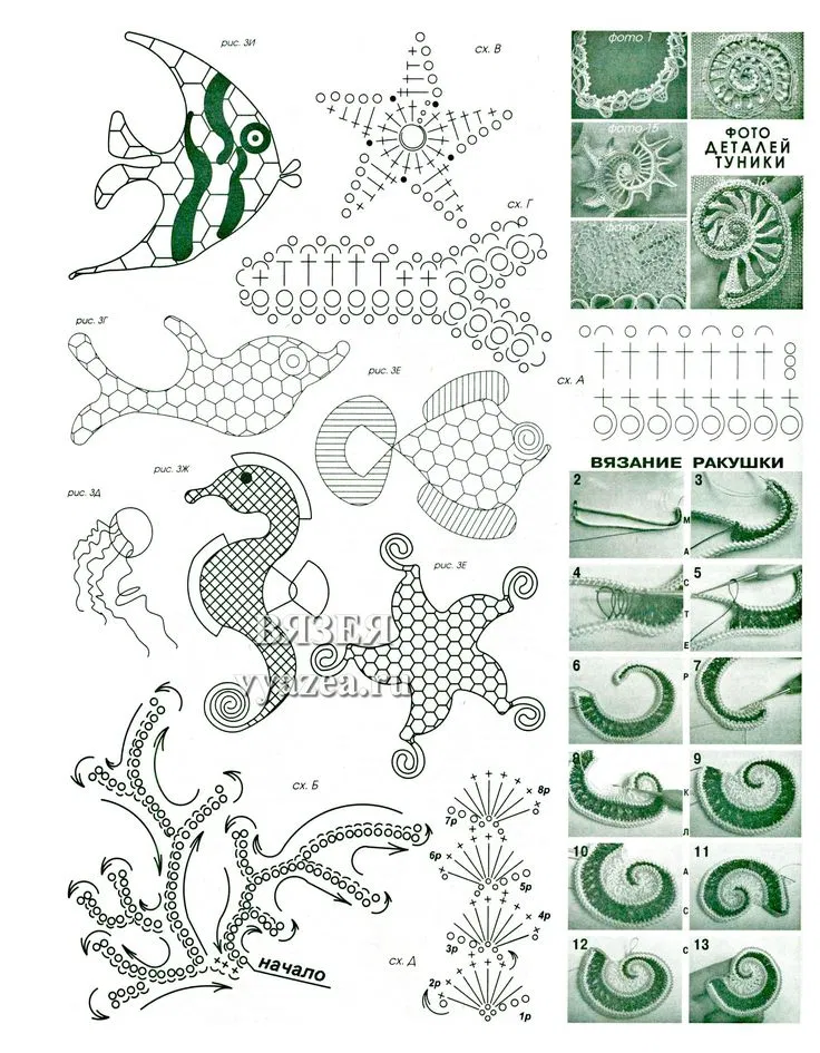 Связать водоросли. Ракушка фриформ крючком схемы. Ирландское вязание крючком. Морские мотивы для ирландского кружева. Ирландское кружево с морскими мотивами.