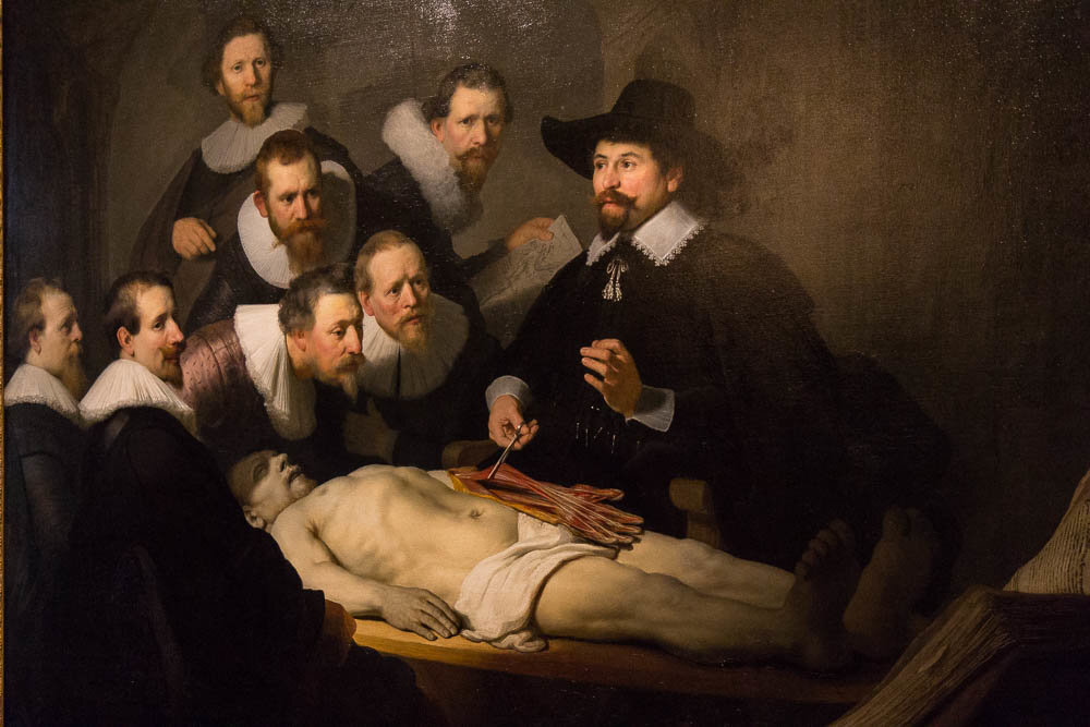 Рембрандт Урок анатомии доктора Тульпа. 1632
нидерл. De anatomische les van Dr. Nicolaes Tulp
Холст, масло. 
Маурицхёйс, Гаага