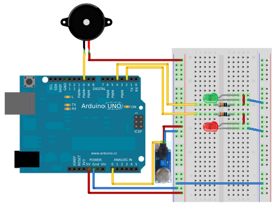 Схема соединения в программе Fritzing.