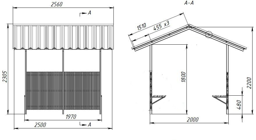 Беседка с размерами и чертежами из профиля