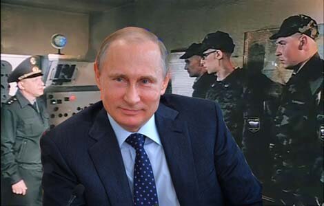 "Отсюда, ребятки, наша Родина диктует свою непреклонную волю остальному мировому сообществу". В.В.Путин на фоне кадра из кинофильма "ДМБ" 2000 года.