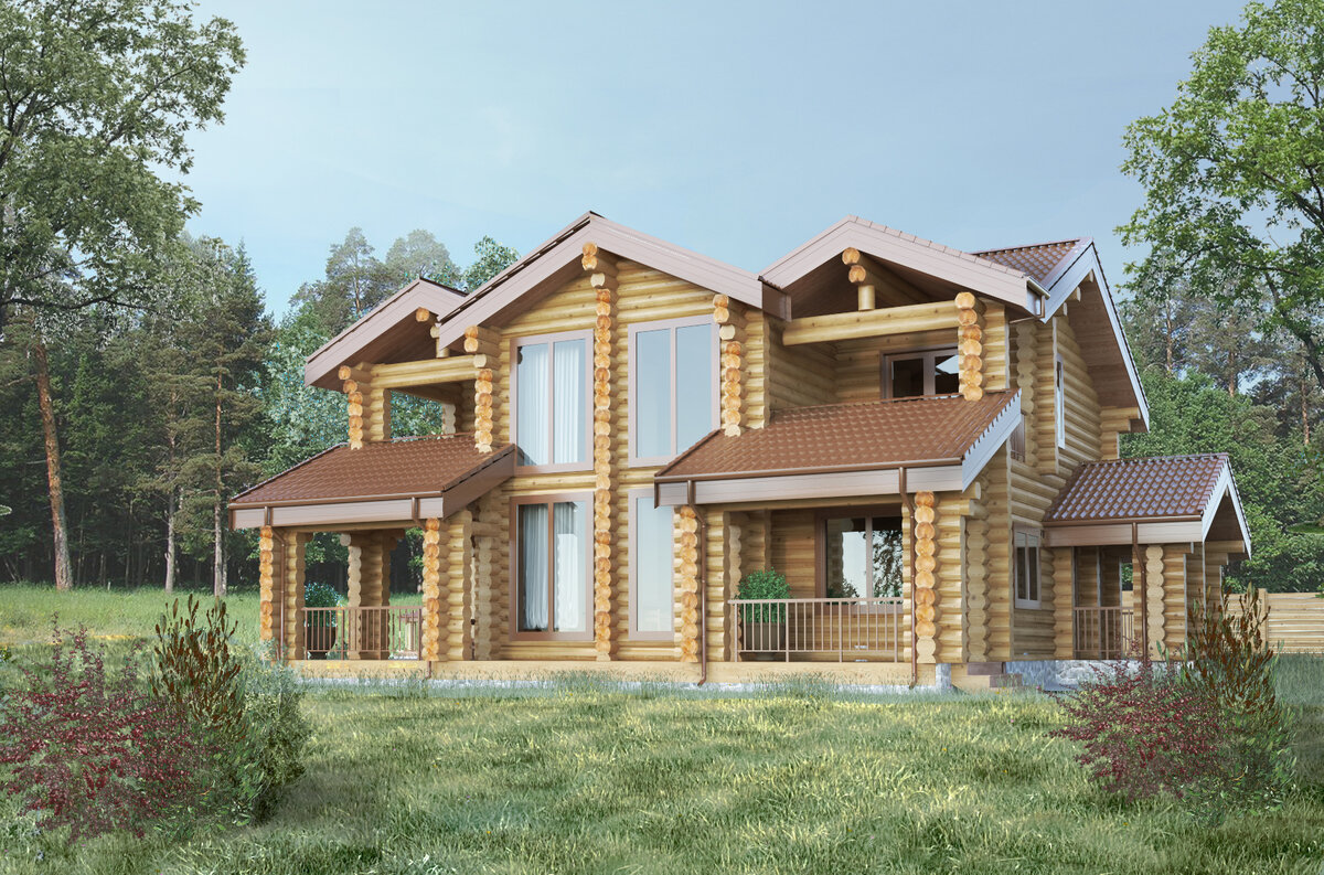 Проект дома из оцилиндрованного бревна S-200 от "Экохоум"