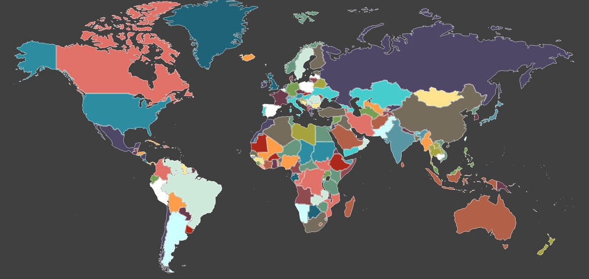 Главная страница географической карты LocaLingual с изображением различных стран мира