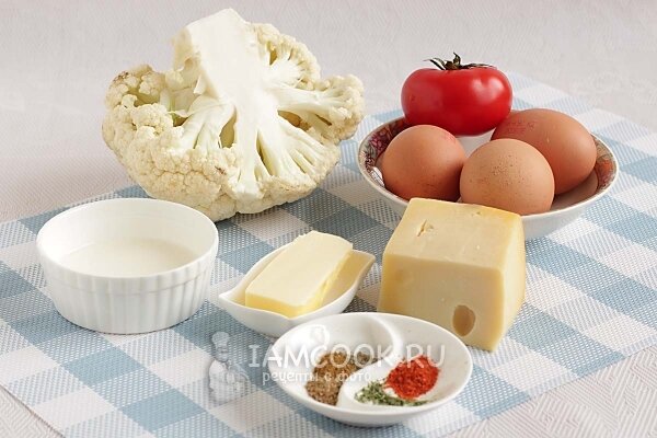 Ингредиенты для запеканки из цветной капусты