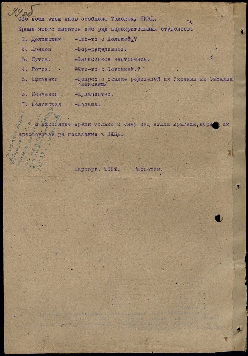 ПАРТОРГ ТЭЭТ РАССОХИН: В настоящее время только и сижу над этими врагами,  верно их арестовывая да показания в НКВД | Места моей истории | Дзен