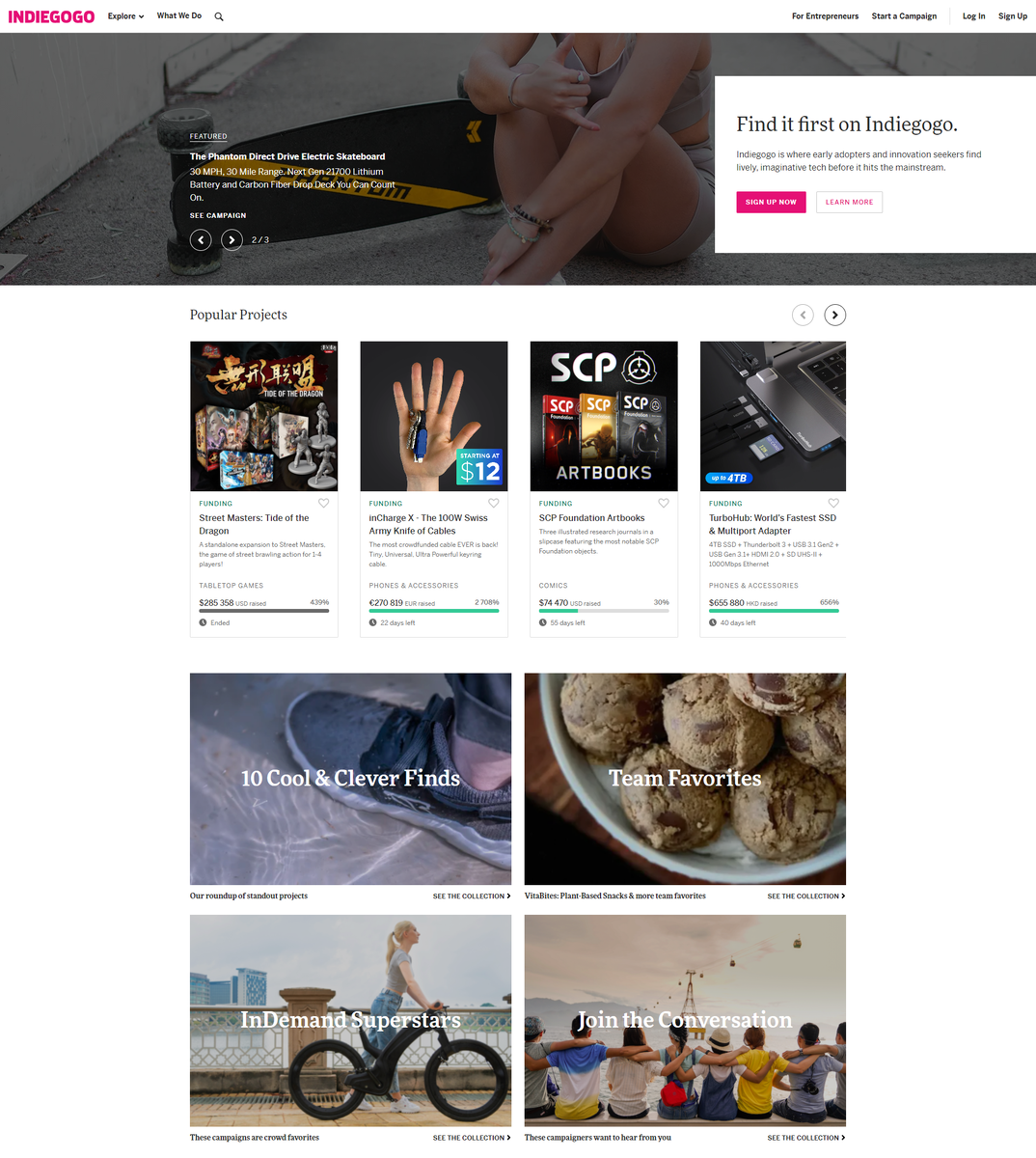 Верхняя часть главной страницы