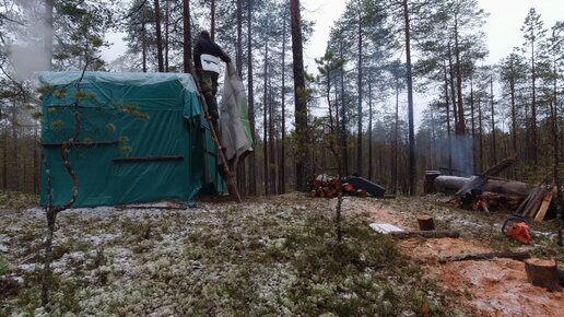 ЛАЧУГА В ЛЕСУ. ТАЁЖНЫЙ БАЛАГАН. КАК СТРОИТЬ УКРЫТИЕ В ТАЙГЕ. ЖИЛИЩЕ ОТШЕЛЬНИКА. ВЫЖИТЬ В ЛЕСУ