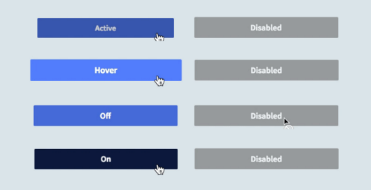 4 основных состояния интерактивного элемента можно подчеркнуть анимацией и изменением стилей