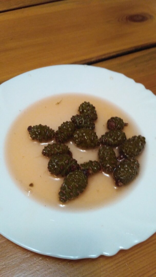 Сироп прозрачный, более терпкий, с выраженным сосновым вкусом