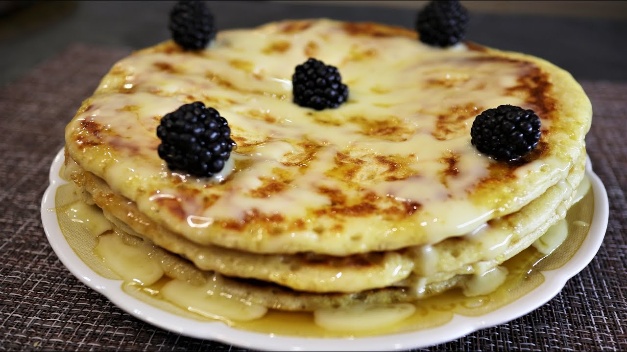 Пышные блины с мёдом и сгущёнкой . Вам очень понравится вкусный рецепт к чаю