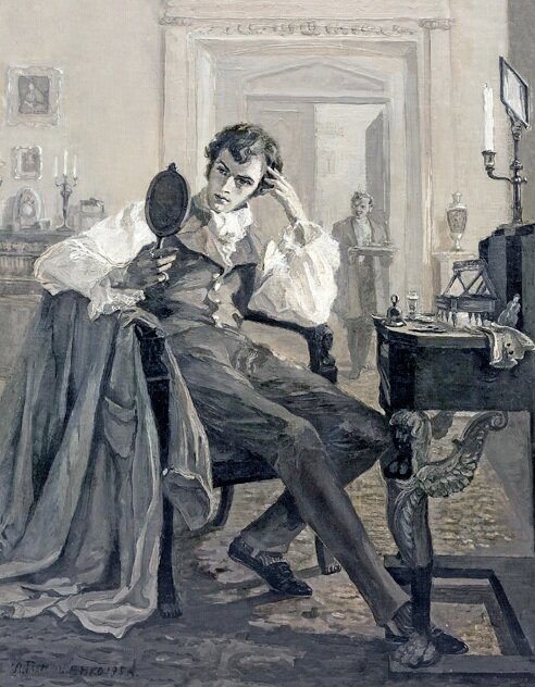 Иллюстрация к роману А. С. Пушкина "Евгений Онегин". Художница Тимошенко Л. Я.