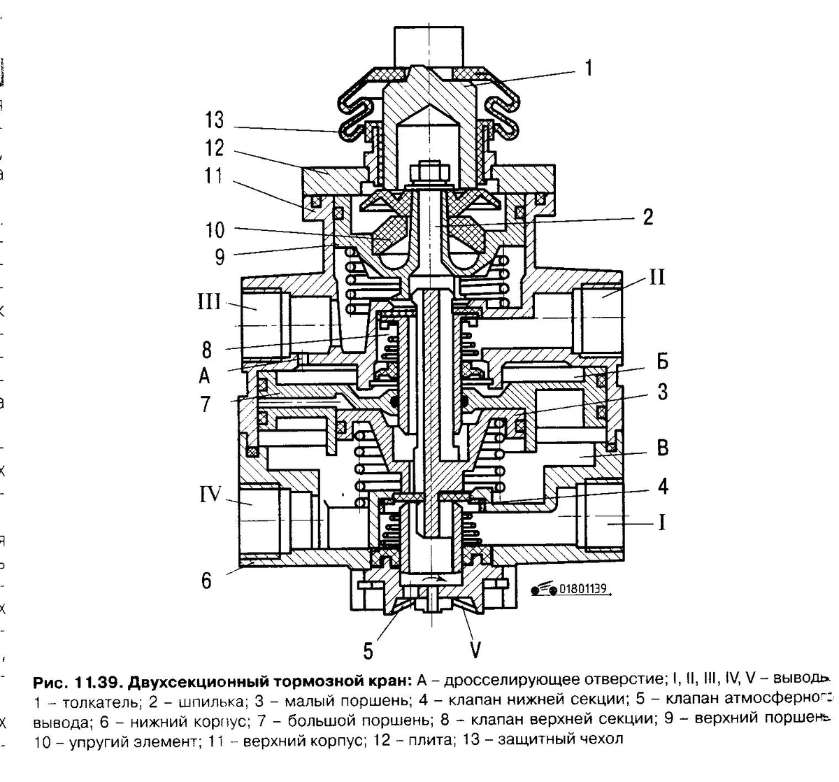 Тормозной двухсекционный кран схема