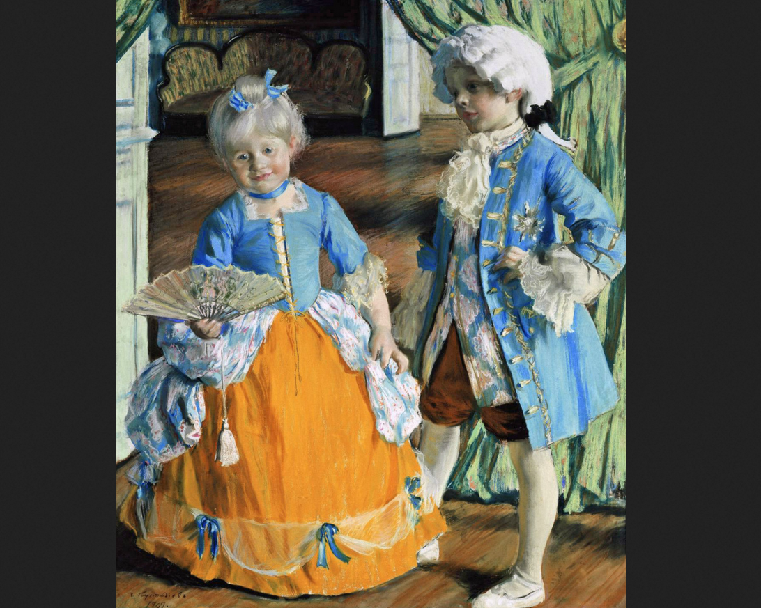 Борис Кустодиев. "Дети в маскарадном костюме", 1909