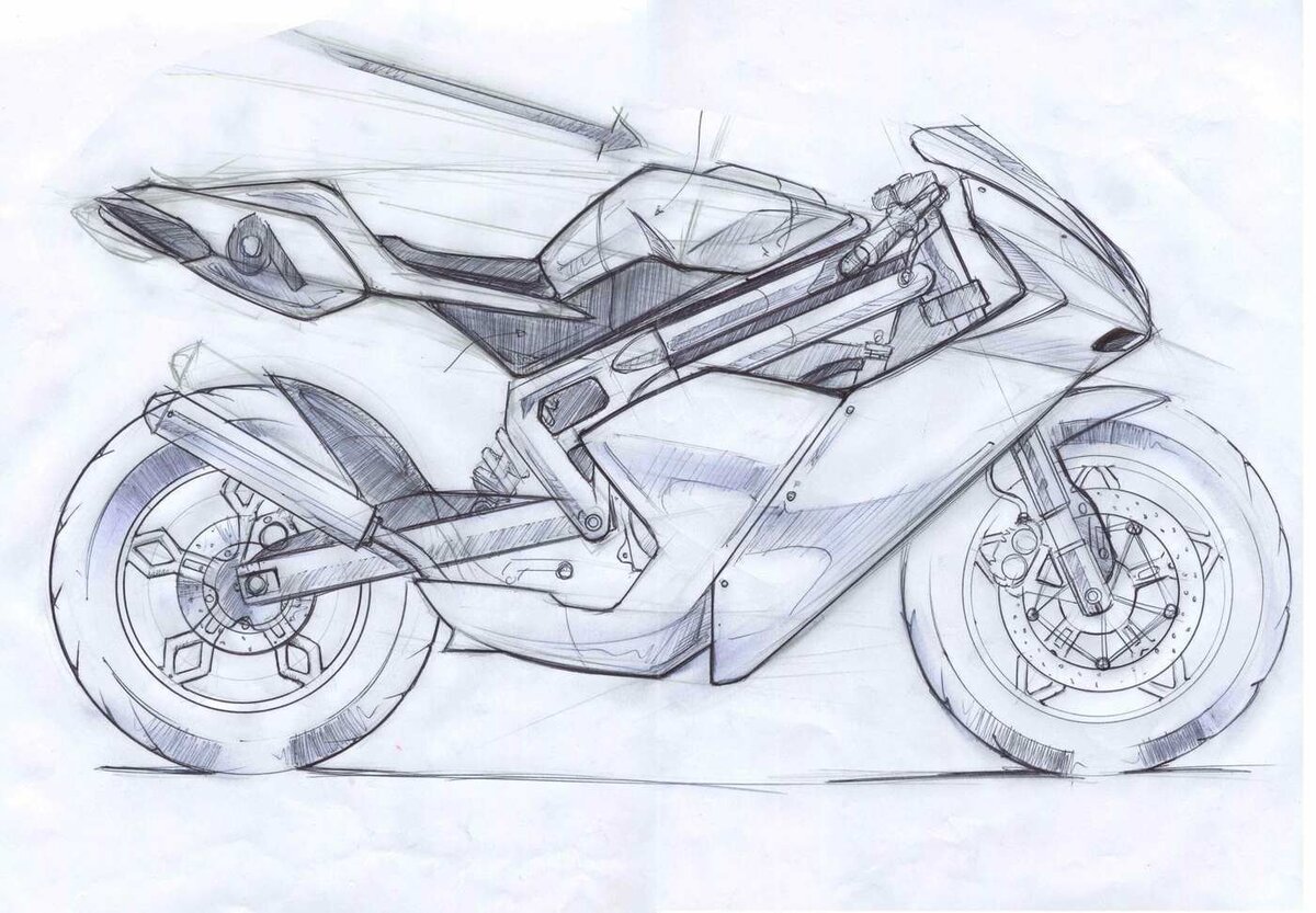 как нарисовать мотоцикл