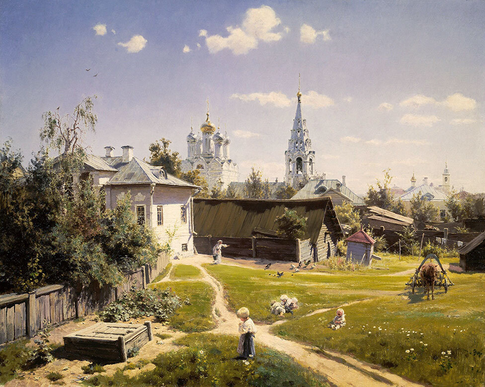 Василий Поленов. Московский дворик. 1878. Холст, масло. 64,5 × 80,1 см. Государственная Третьяковская галерея 