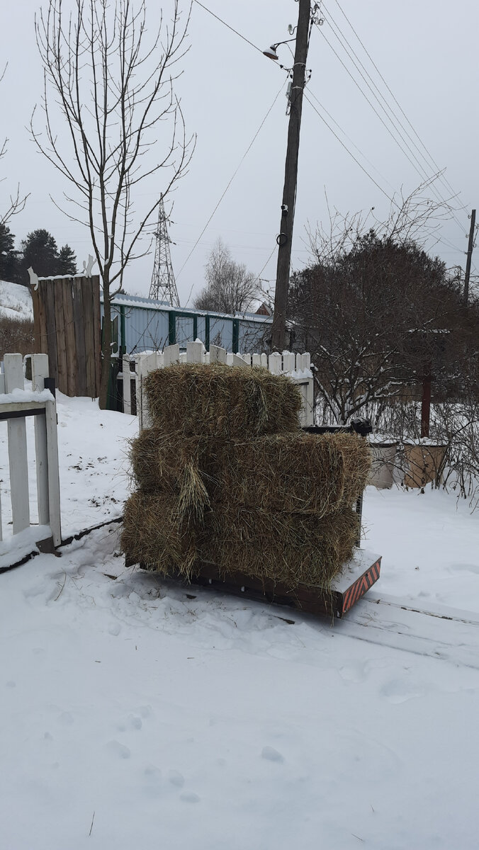 Погрузка сена у парадного входа
