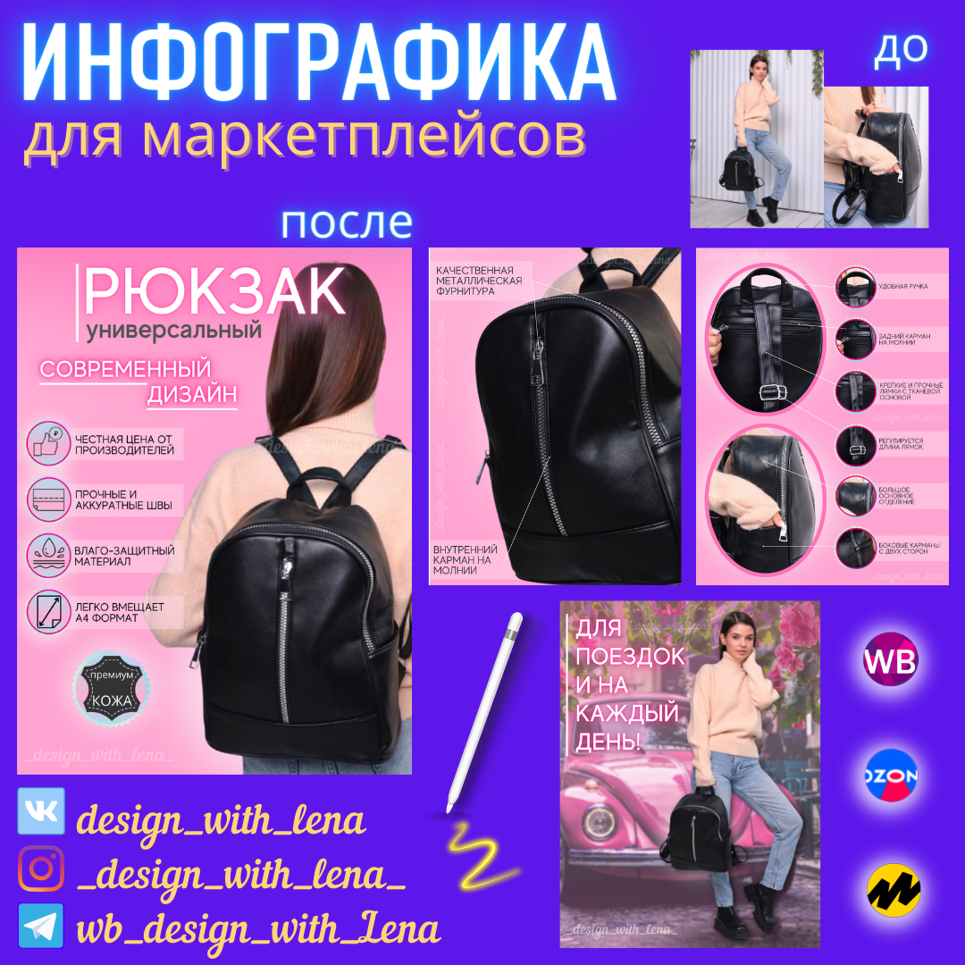 Инфографика на 4 фото для карточки товара