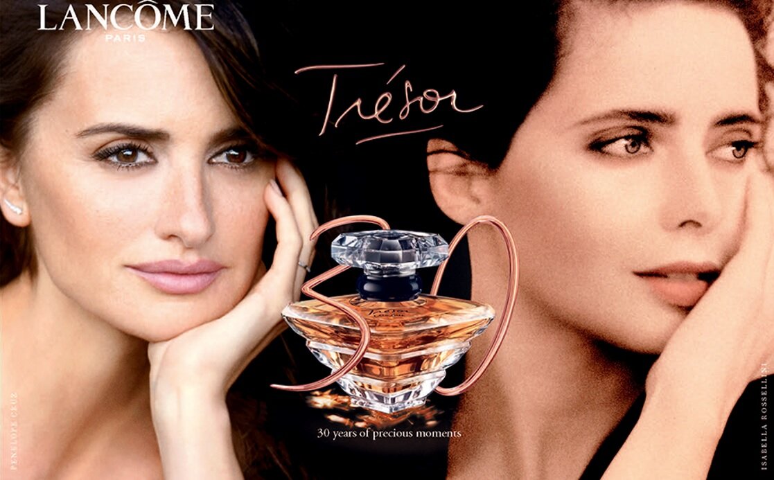 Рекламная кампания аромата Trésor 30 Years Limited Edition с Пенелопой Крус и имиджем рекламы Trésor 1990 года с Изабеллой Росселлини