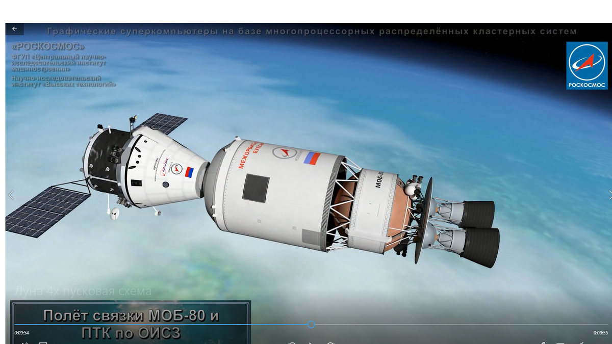 Фото: проект кислородно-керосинового межорбитального буксира (МОБ-80) с космическим кораблем "Орел"