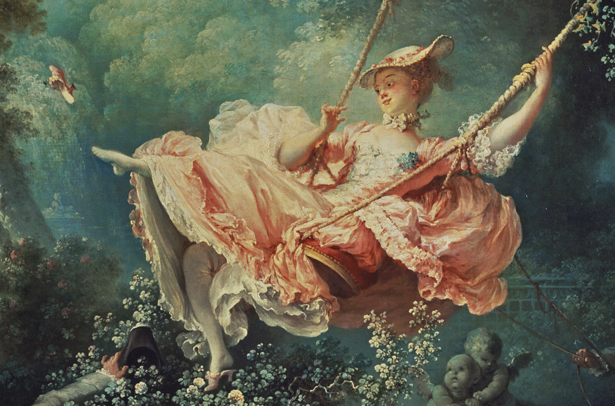 "Счастливые возможности качелей", Жан Фрагонар, 1767. (сс) Из коллекции собрания Уоллеса (Лондон), Wikimedia Commons. Деталь.