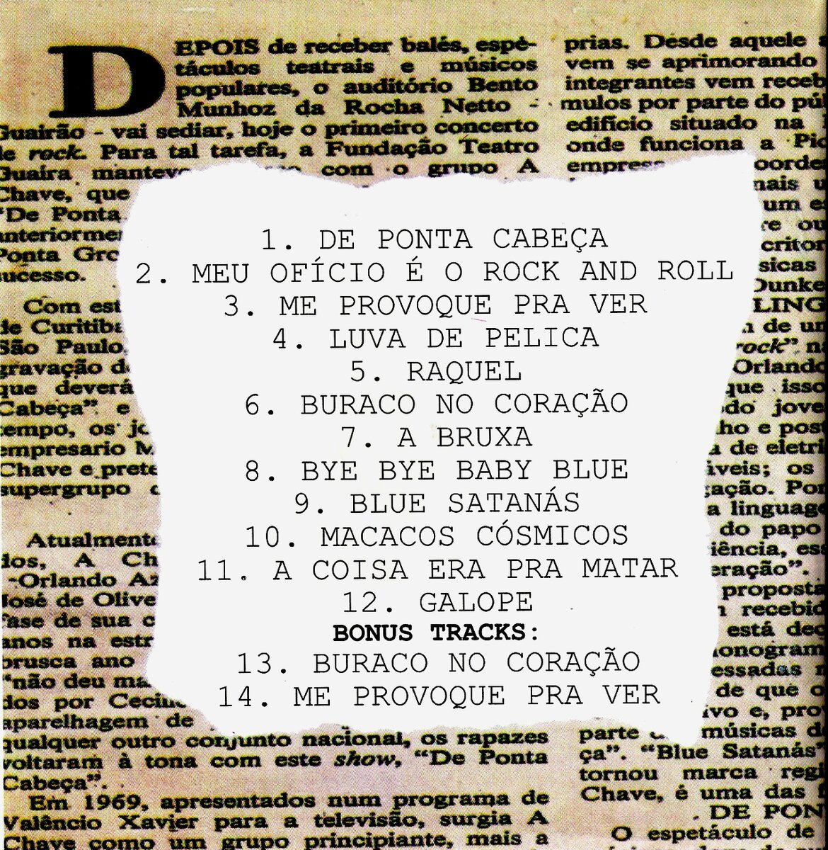 A Chave.  De Ponta Cabeca 1977. Back. Обложка альбома.