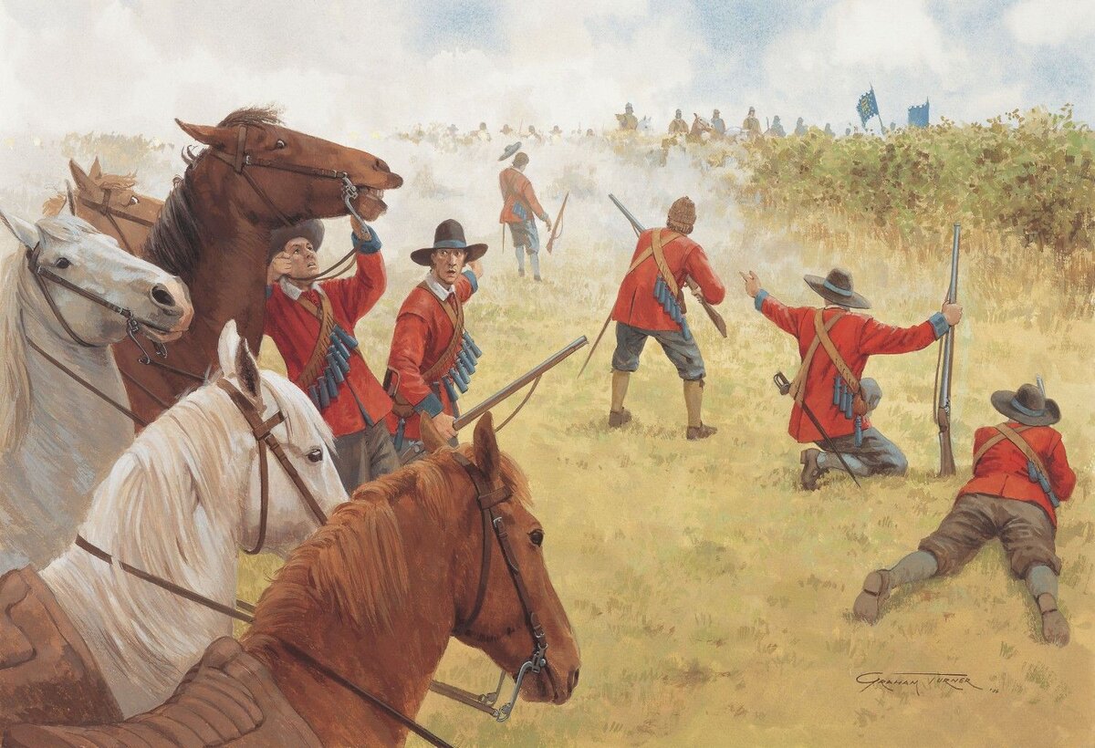 Английские драгуны при Нейзби, 1645 год. Иллюстратор: Graham Turner