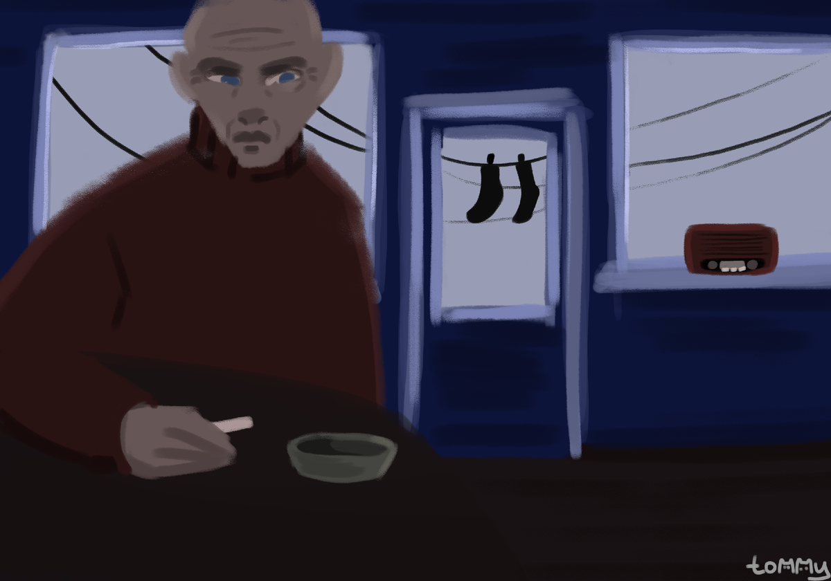 старый дед и радио