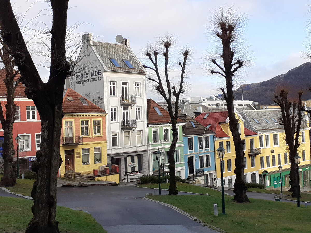 Дома норвежцев под черепичными крышами.