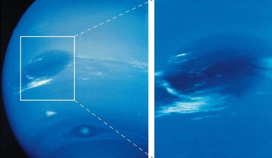 большое темное пятно на Нептуне