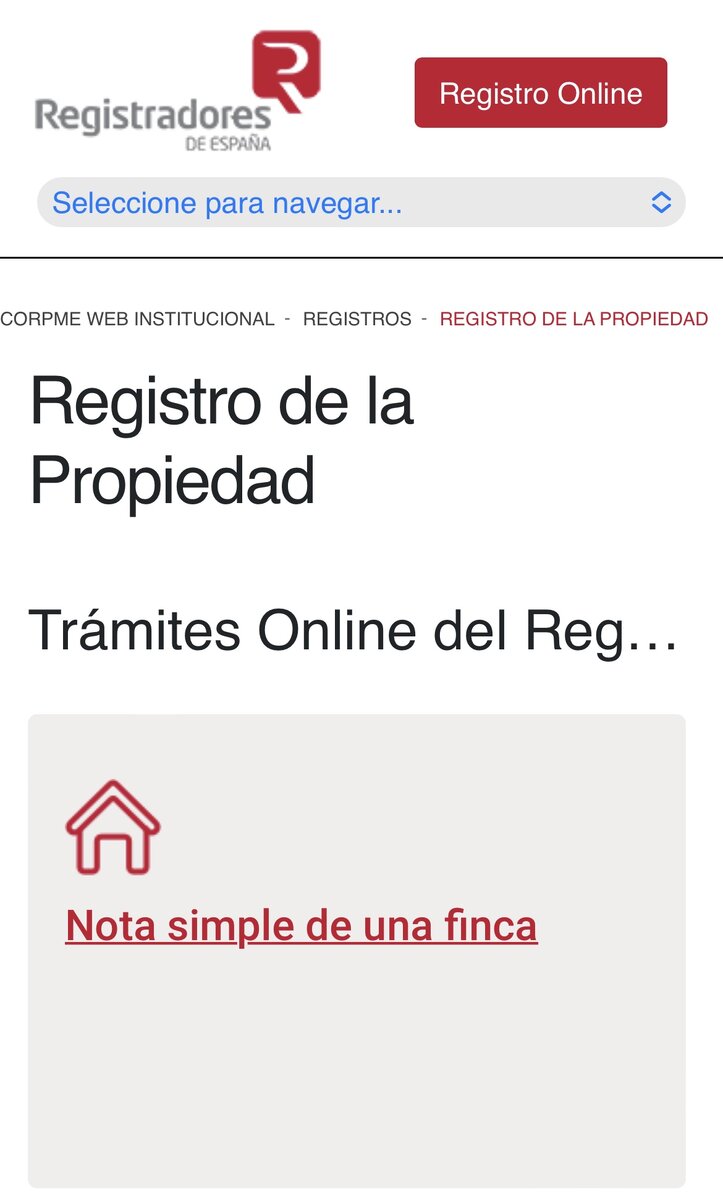 Официальный сайт https://www.registradores.org  для заказа Nota simple онлайн.