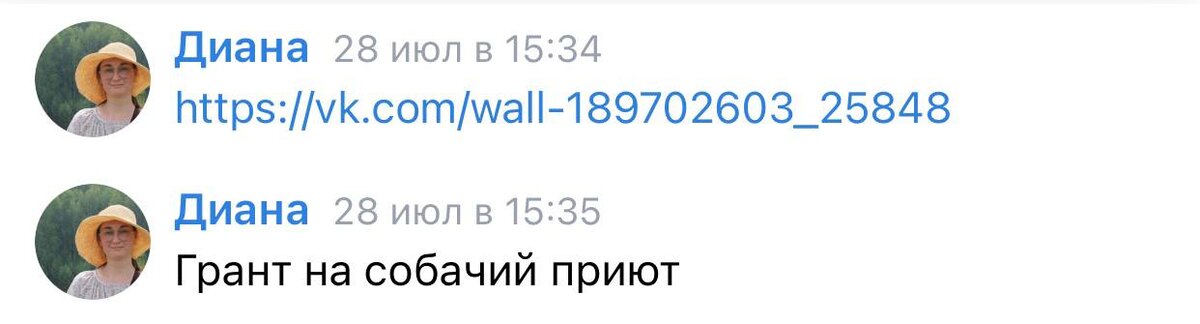 Одно из сообщений, присланных приюту