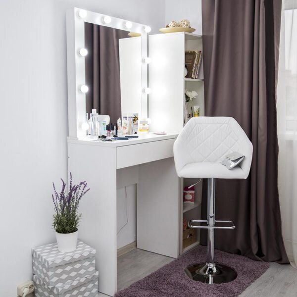 Столик с гримерным зеркалом, стеллажом, барным стулом  