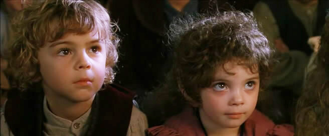 Билли и Кати Джексон в образе хоббитят, "Властелин колец: Братство кольца", New Line Cinema