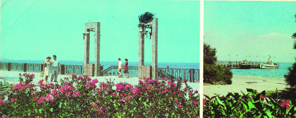 1. Городская набережная. 2. Вид на причал прогулочных катеров.