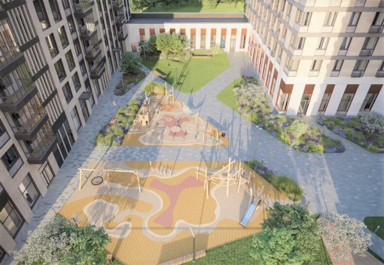 Вот такой двор мечты - со скалодромом, летним кинотеатром и арт-объектами!!!