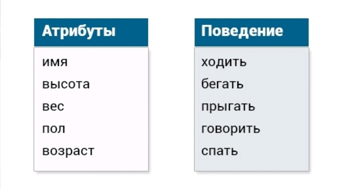Примеры атрибутов и поведения