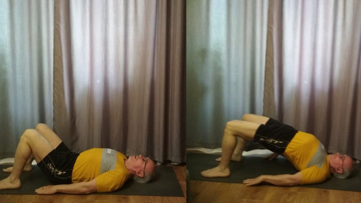 Мостик на плечах с задержкой на 10-15 секунд.